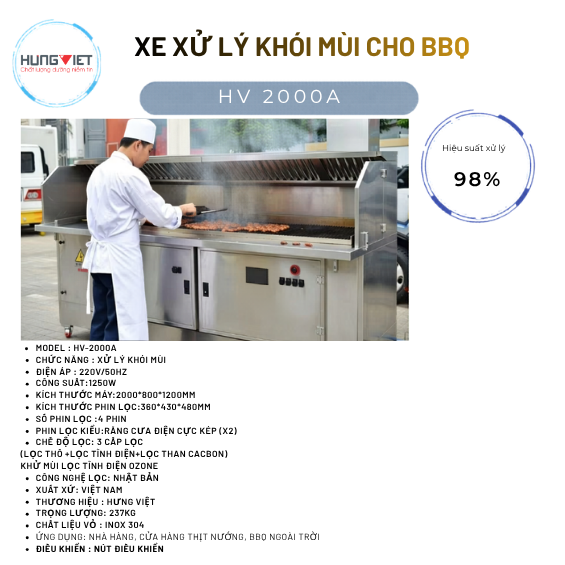 MÁY XỬ LÝ KHÓI MÙI CHO QUÁN NƯỚNG HV 2000A
